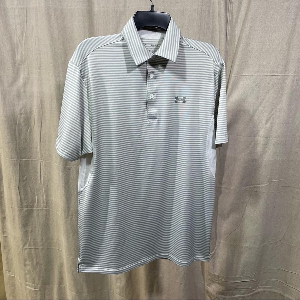 Under Armour Gray/White Stripe Polo